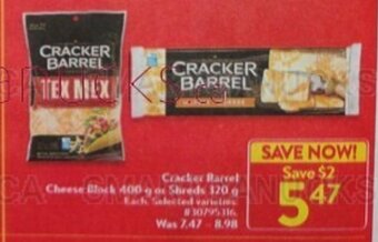 Walmart Cracker Barrel Cheese Block  or Shreds offer