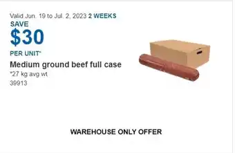 Costco Medium ground beef full case 27 kg offer