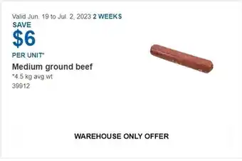 Costco Medium ground beef 4.5 kg offer