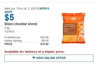 Costco Silani cheddar shred offer