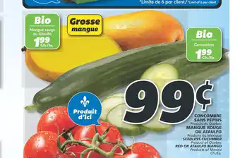 IGA CONCOMBRE SANS PÉPINS Produit du Québec MANGUE ROUGE offer