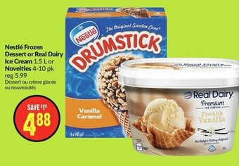 FreshCo Nestlé Frozen Dessert or Real Dairy Ice Cream 1.5 L or Novelties 4-10 pk offer