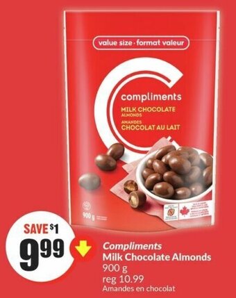 FreshCo Compliments Milk Chocolate Almonds 900g offer