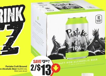 FreshCo Partake Craft Brewed Non-Alcoholic Beer 4x355 mL offer