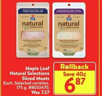 Walmart Maple Leaf Natural Selections Sliced Meats offer