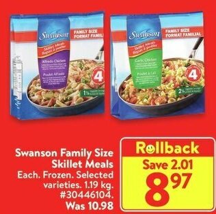 Walmart Swanson Family Size Skillet Meals offer