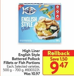 Walmart High Liner English Style Battered Pollock Fillets or Fish Portions offer