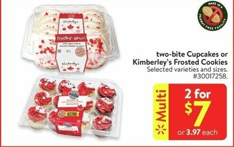 Walmart two-bite Cupcakes or Kimberley's Frosted Cookies offer