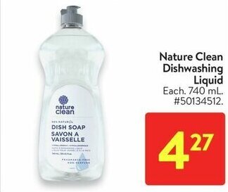 Walmart Nature Clean Dishwashing Liquid 740mL offer