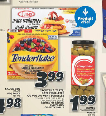 IGA CROÛTES À TARTE, PÂTE FEUILLETÉE OU VOL-AU-VENT SURGELÉS TENDERFLAKE (255 à 397 g) OU/OR DUMAS (400 g) offer