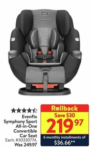 Walmart Evenflo Symphony Sport All-in-One Convertible Car Seat offer