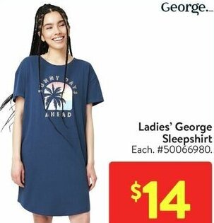 Walmart Ladies' George Sleepshirt offer