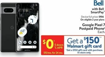 Walmart Google Pixel 7 Postpaid Phone offer