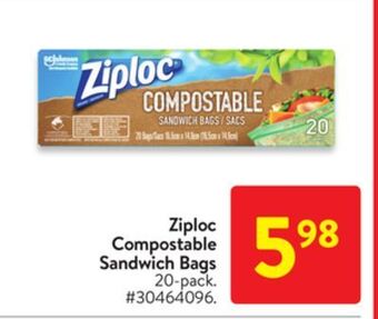 Walmart Ziploc compostable sandwich bags offer