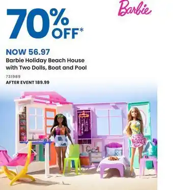 Toys R us Barbie holiday beach house with two dolls, boat and pool offer