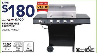 Lowe's Char-broil propane gas barbecue offer