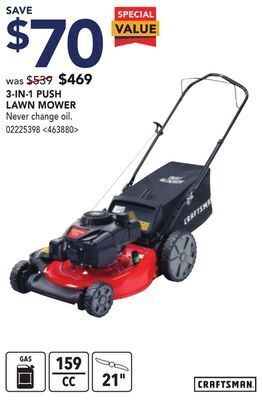 Lowe's Craftsman 3-in-1 push lawn mower offer