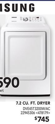 Lowe's Samsung 7.2 cu. ft. dryer offer