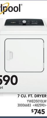 Lowe's Whirlpool 7 cu. ft. dryer offer