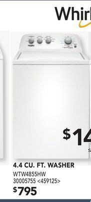 Lowe's Whirlpool 4.4 cu. ft. washer offer