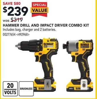 Lowe's Dewalt hammer drill and impact driver combo kit offer