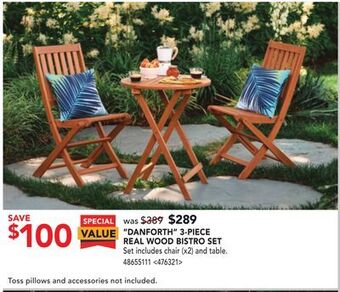 Lowe's Danforth 3-piece real wood bistro set offer