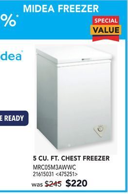 Lowe's Midea 5 cu. ft. chest freezer offer