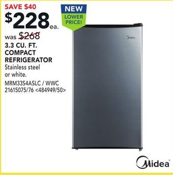 Lowe's Midea 3.3 cu. ft. compact refrigerator offer