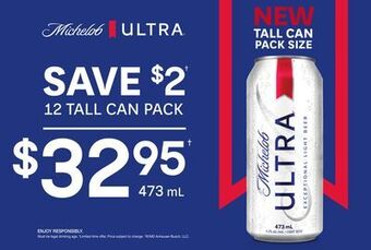The Beer Store Michelob ultra 12 tall can pack offer