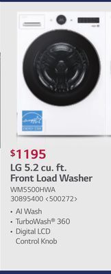 Lowe's Lg 5.2 cu. ft. front load washer offer