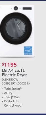 Lowe's Lg 7.4 cu. ft. electric dryer offer