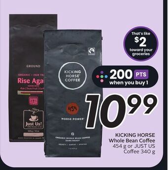 Sobeys Kicking horse whole bean coffee offer