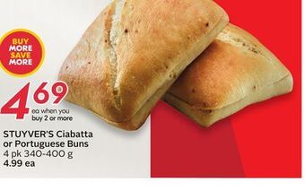 Sobeys Stuyver's ciabatta or portuguese buns offer