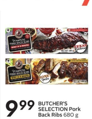 Sobeys Butcher's selection pork back ribs offer