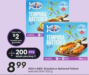 Sobeys High liner breaded or battered pollock offer