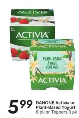 Sobeys Danone activia or plant-based yogurt offer