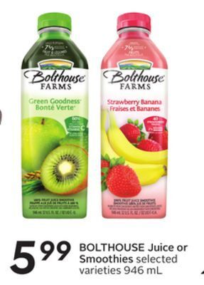 Sobeys Bolthouse juice or smoothies offer
