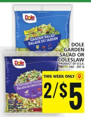 Food Basics Dole garden salad or coleslaw offer