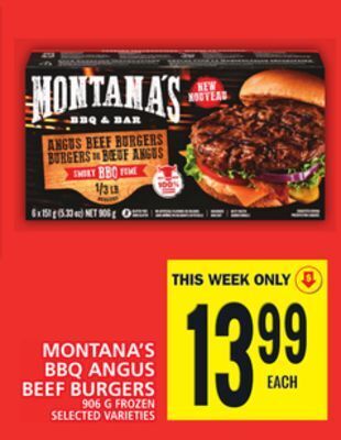 Food Basics Montana's bbq angus beef burgers offer