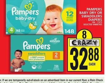 Food Basics Pampers baby dry or swaddlers diapers offer