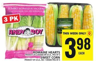 Food Basics Romaine hearts or sweet corn offer