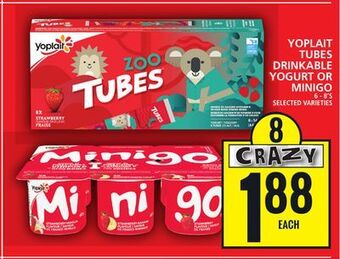 Food Basics Yoplait tubes drinkable yogurt or minigo offer