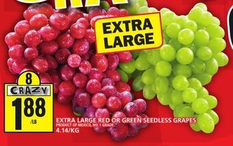 Food Basics Extra large red or green seedless grapes offer