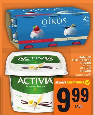 Food Basics Danone oîkos greek yogurt or activia yogurt offer
