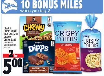 Metro Quaker crispy minis, rice cakes or quaker chewy bars offer
