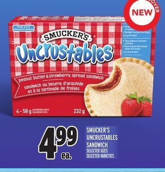 Metro Smucker's uncrustables sandwich offer