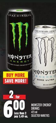 Metro Monster energy drinks offer