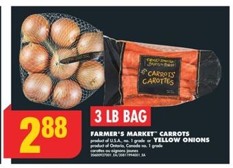 No Frills Farmer's market™ carrots or yellow onions, 3 lb bag offer