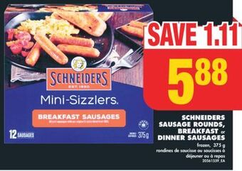 No Frills Schneiders sausage rounds, breakfast or dinner sausages, 375 g offer