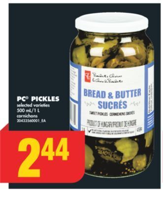 No Frills Pc® pickles, 500 ml/1 l offer